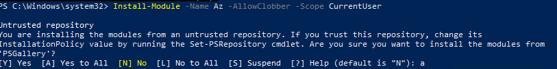 módulo de PowerShell de anuncio azul