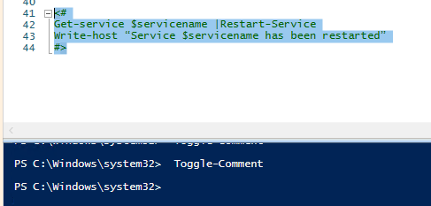 código de comentario en powershell código de comentario en powershell