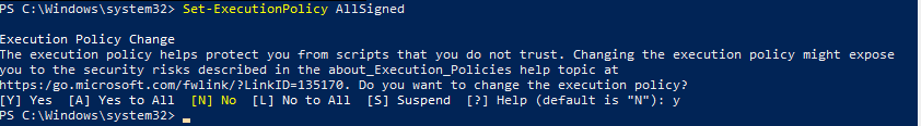 powershell no firmado digitalmente