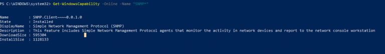 habilitar snmp windows 10