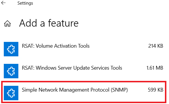 instalar snmp windows 10