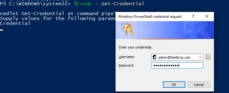 powershell conectar para intercambiar en línea