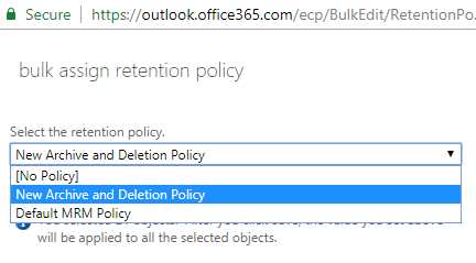directiva de archivo de office 365