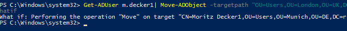 script de powershell para mover computadoras a diferentes ou