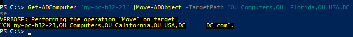 powershell mueve la computadora del anuncio a otro ou