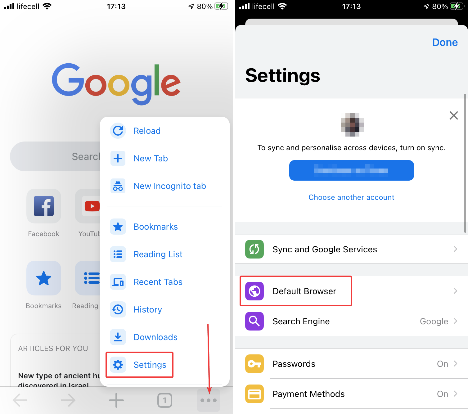 navegador predeterminado de ios