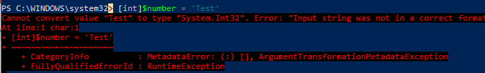 powershell convertir a int