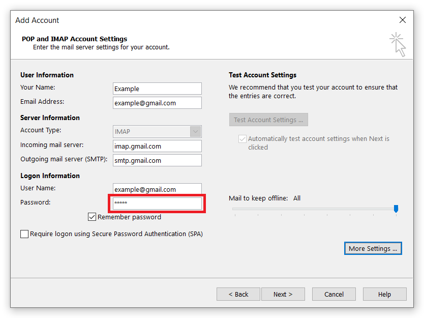 configurar gmail en Outlook
