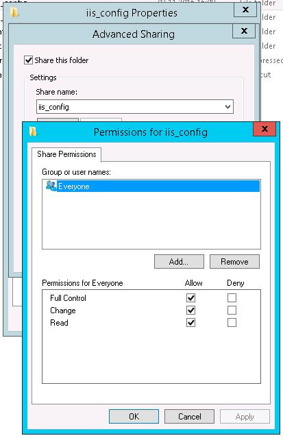 permisos de configuración iis