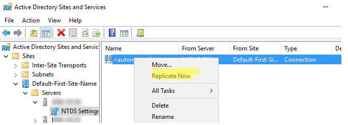 replicación del controlador de dominio