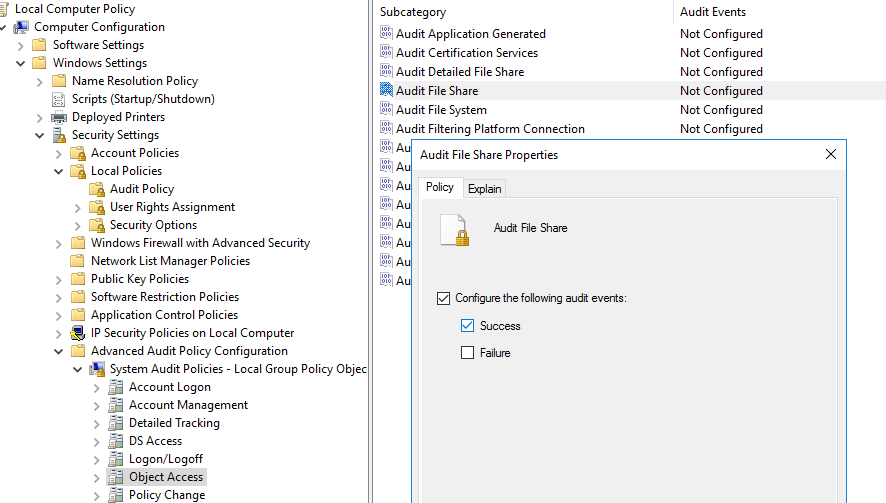 política de auditoría windows 10