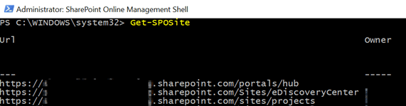 comandos de shell de administración en línea de sharepoint