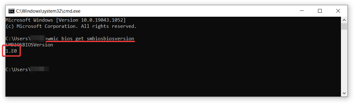 obtener la versión de bios cmd
