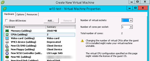 vmware ventanas 10 esxi 6