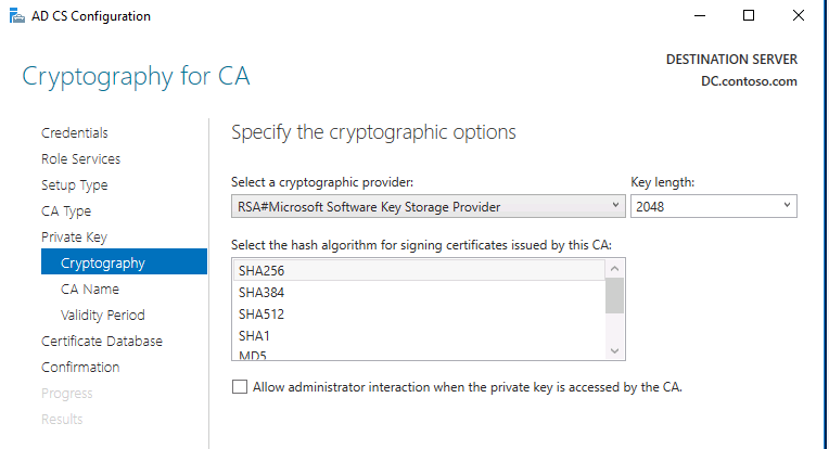 instalar servicios de certificados de directorio activo