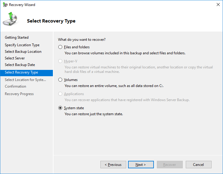 copia de seguridad y restauración del controlador de dominio 2016