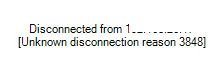 motivo de desconexión desconocido 3848 motivo de desconexión desconocido 3848