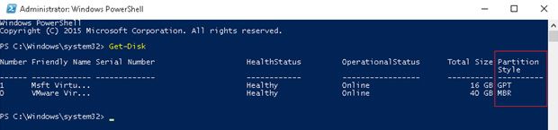 estilo de partición powershell