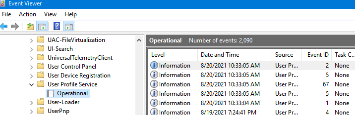 el servicio de perfil de usuario no pudo iniciar sesión.  el perfil de usuario no puede ser cargado