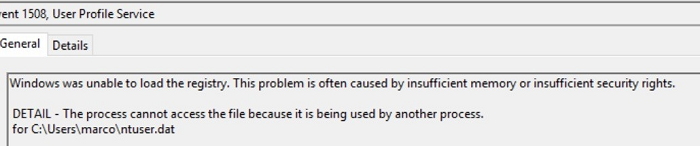 el servicio de perfil de usuario falló, no se puede cargar el perfil de usuario de inicio de sesión