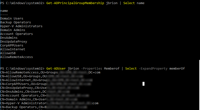 verificar la membresía del grupo del directorio activo