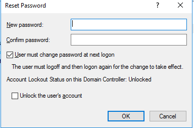 el usuario debe cambiar la contraseña en el próximo inicio de sesión en gris