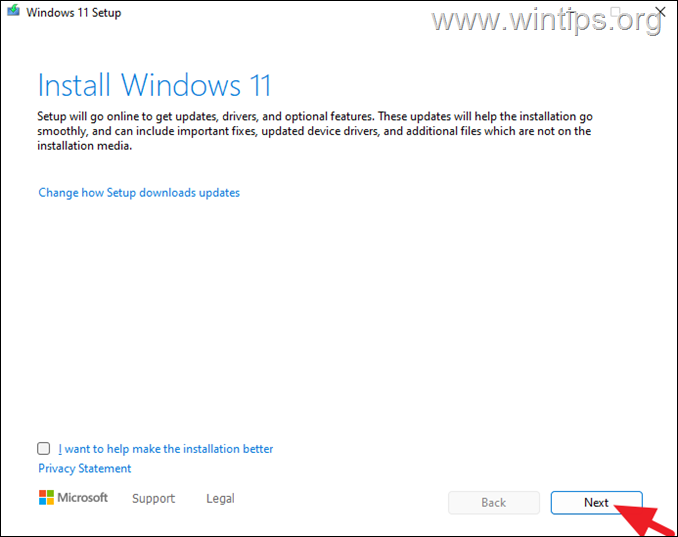 Actualización local de Windows 11