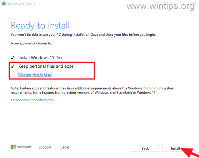 Actualización y reparación in situ de Windows 11
