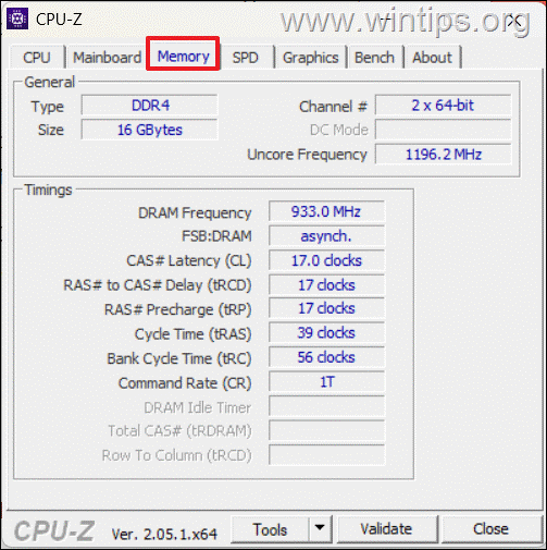 Encuentre especificaciones de memoria con CPU-Z