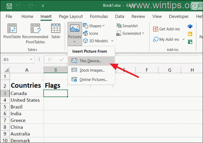 Insertar imágenes de este dispositivo - Excel Cómo insertar una imagen desde este dispositivo en Excel.