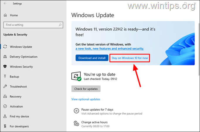 Posponer la actualización a Windows 11