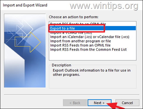 Cómo exportar correos electrónicos y datos de Outlook a un archivo de datos PST de Outlook. 