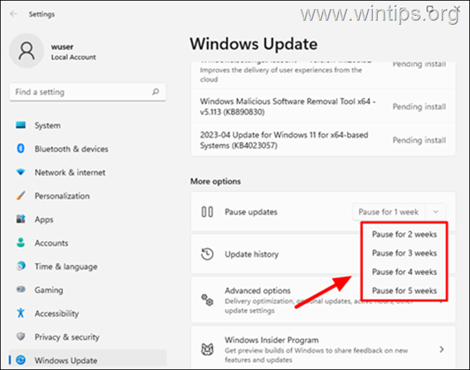 Cómo pausar las actualizaciones en Windows 11
