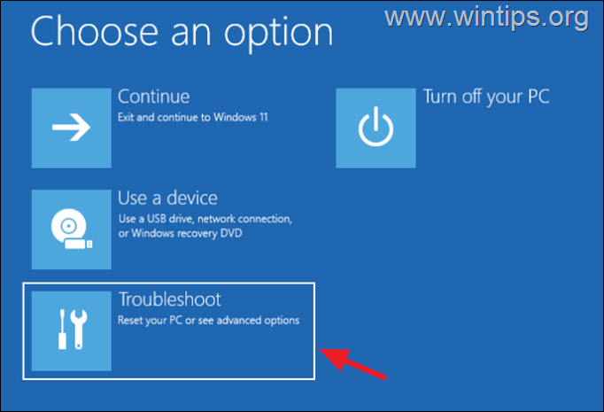 Reinstale Windows 11 desde el menú de opciones de inicio avanzadas