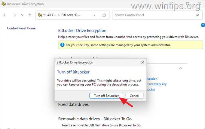 Desactive el cifrado BitLocker en Windows 11 Pro