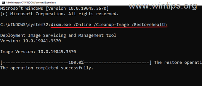 abatido Reparar la imagen del sistema de Windows con dism