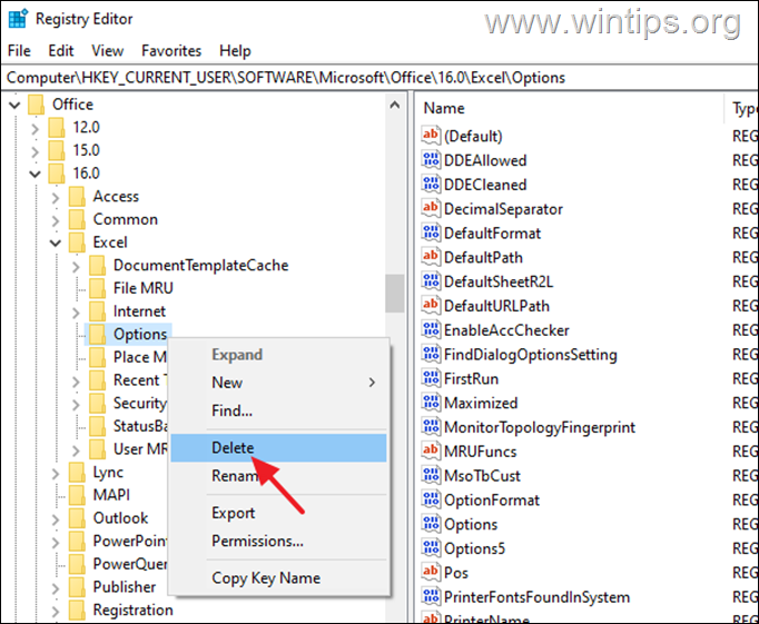 restablecer la configuración de Excel