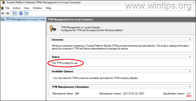 tpm Estado del TPM: versión