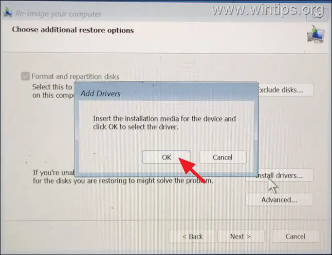 Agregar controlador Solución: Restauración de imagen del sistema 0x80042414.