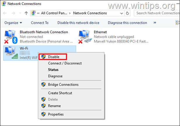 deshabilitar el adaptador de red Cómo arreglar la velocidad lenta de Internet Wifi en Windows 11/10.