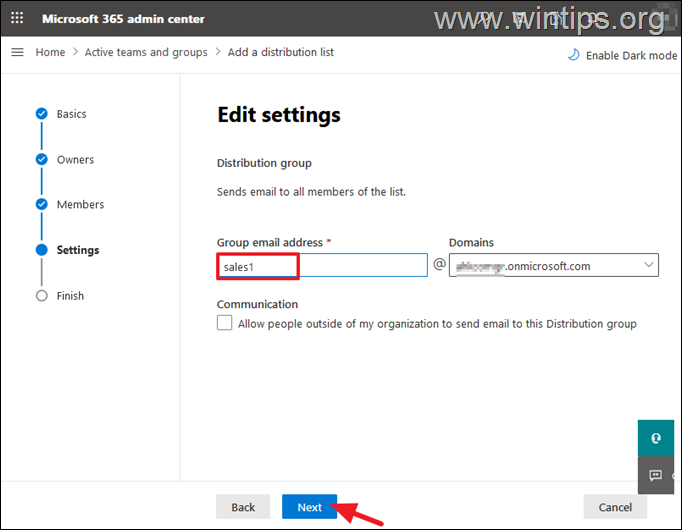 Crear lista de distribución Office 365