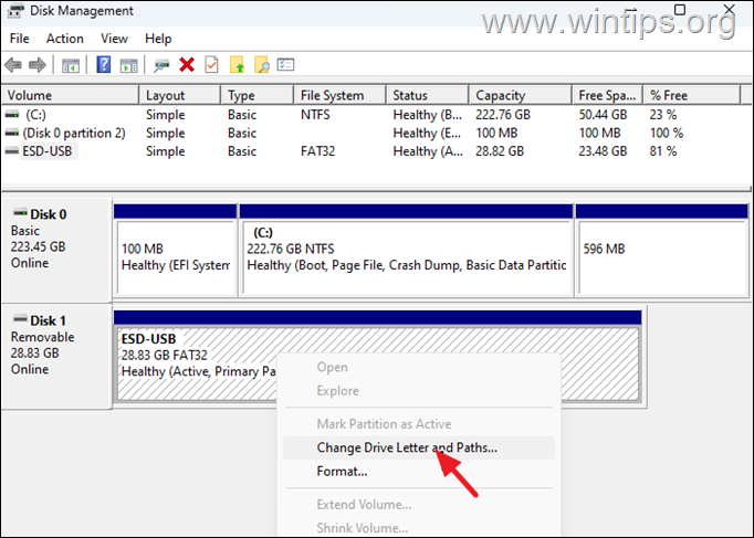 Asigne una carta de unidad a la unidad USB