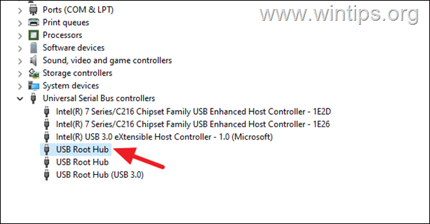 Centro de raíz USB Modificar la configuración de gestión de energía USB.