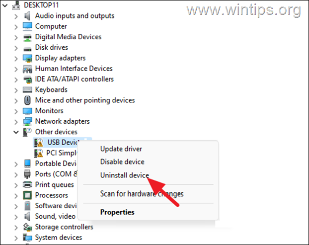 Desinstalar la unidad USB. Desinstale el dispositivo de almacenamiento masivo USB.