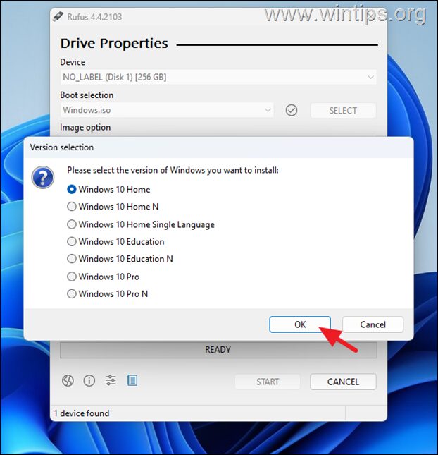 rufo Cómo instalar Windows 10 en la unidad USB.