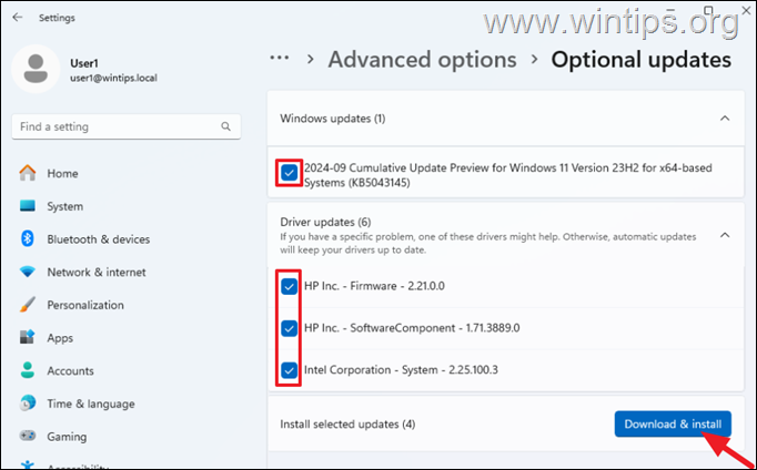 Actualizaciones opcionales Instalar actualizaciones opcionales