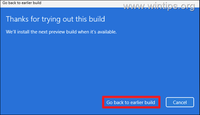 Regrese a la compilación anterior - Windows 11