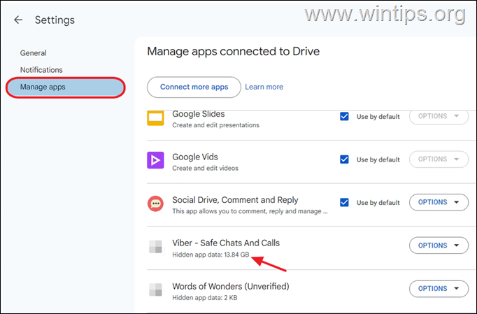 Eliminar datos ocultos de las aplicaciones en Google Drive