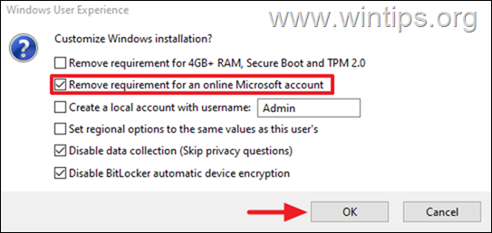 RUFUS - Instale Windows 11 con una cuenta local 