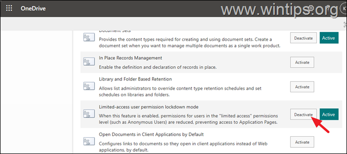 Modo de bloqueo de usuario Modo de bloqueo de permiso del usuario de acceso limitado